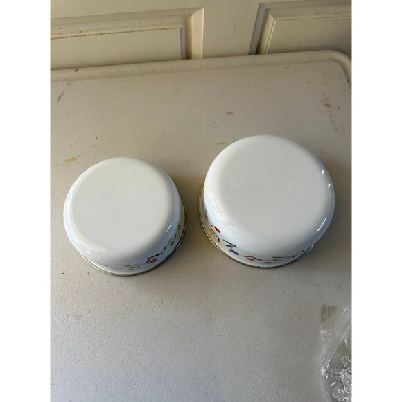 Vintage Kobe Kitchen Enamelware Tulip Tyme Metal Nesting Mixing Bowls Set - Picture 5 of 5